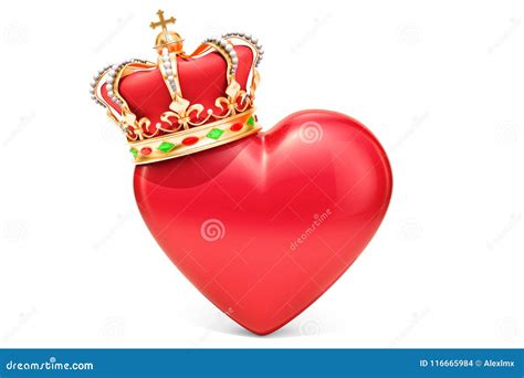 Heart With Golden Crown 3d Rendering Stock Illustration Illustration