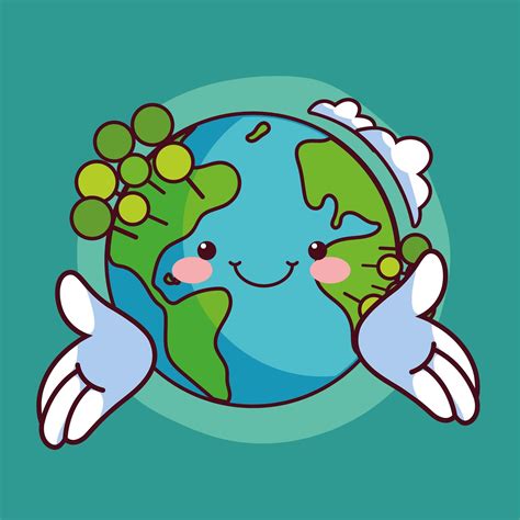 Mundo Kawaii Planeta Tierra Sonriendo Planeta Tierra Kawaii Planeta