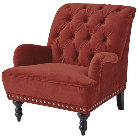 This accent chair features a lovely velvet fabric perfect for the any design aesthetic. Red Velvet Tufted ARM CHAIR Scarlet Accent Steampunk Victorian Modern Nailhead #Transitional ...