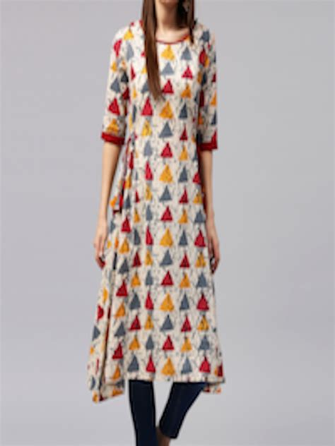 Buy Aks Women Multicoloured Woven Design A Line Kurta Kurtas For