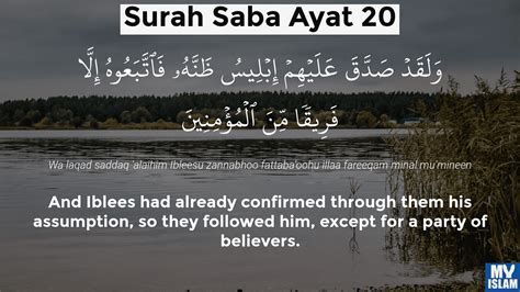 Surah Saba Ayat 20 3420 Quran With Tafsir My Islam