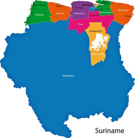 Suriname Regions Map