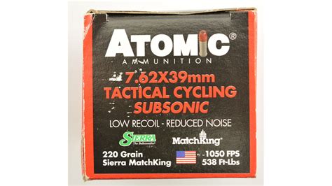 Atomic Subsonic Ammo 7 62 X 39mm 220 Gr Sierra Matchking 100 Rds Down