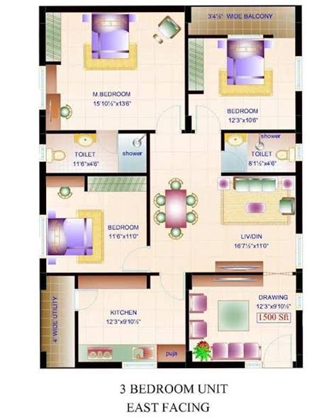 Famous Ideas 22 3 Bhk House Plan In 1200 Sq Ft West Facing 88c