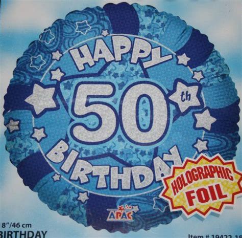 Happy 50th Birthday Balloon 18 Round Foil Holographic Shimmering Nice