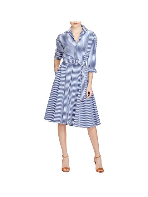Polo Ralph Lauren Striped Cotton Shirt Dress Blue At John Lewis And Partners