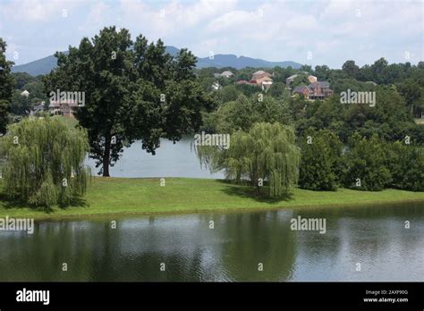 Large modern houses by the lake in Forest, Virginia, USA Stock Photo