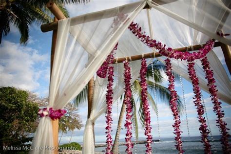 Wedding Canopy With Purple Orchids Strands And Hanging Crystals By