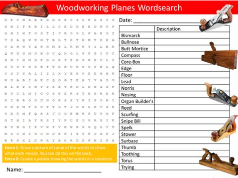 Woodworking Planes Wordsearch Design Resistant Materials Starter