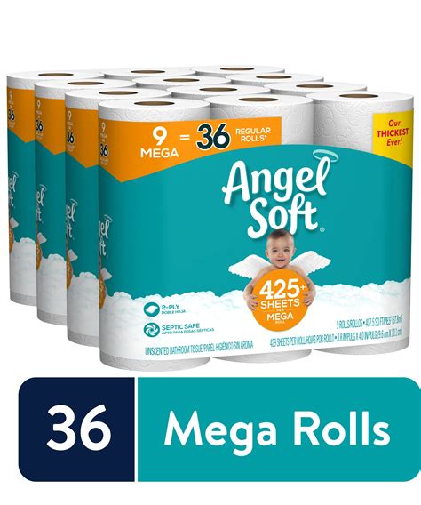 Cottonelle ultra cleancare toilet paper is 3x stronger &amp; Angel Soft Toilet Paper, 36 Mega Rolls (= 144 Regular ...