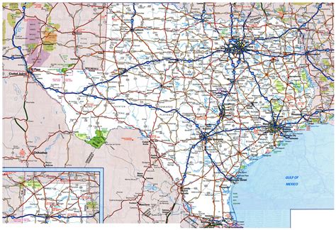 Large Roads And Highways Map Of Texas State With National Parks And
