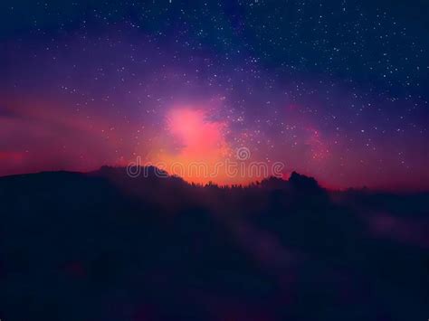 Night Landscape Mountain And Milky Way Galaxy Background Night