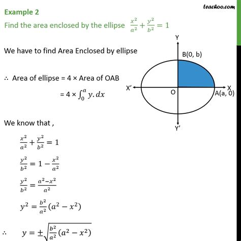 Example 2 Find Area Enclosed By Ellipse X2a2 Y2b2 1