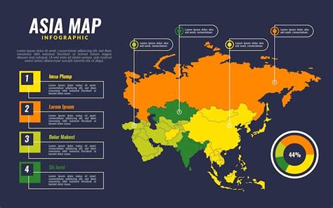 Free Vector Asia Map Infographic In Flat Design
