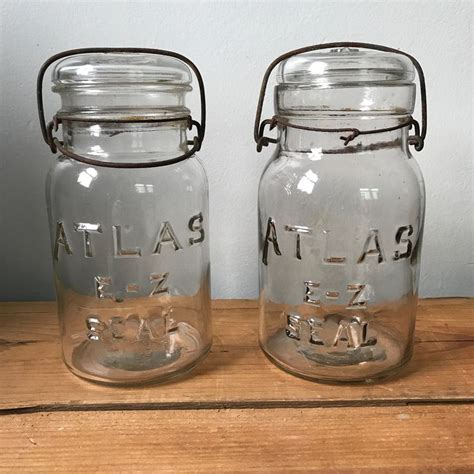 Vintage Atlas E Z Seal Quart Canning Jars Set Of 2