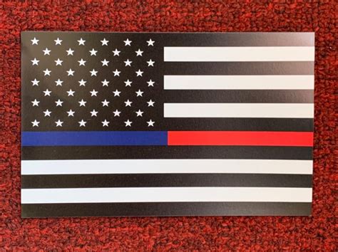 Magnet Fire Police American Flag Thin Red Blue Line