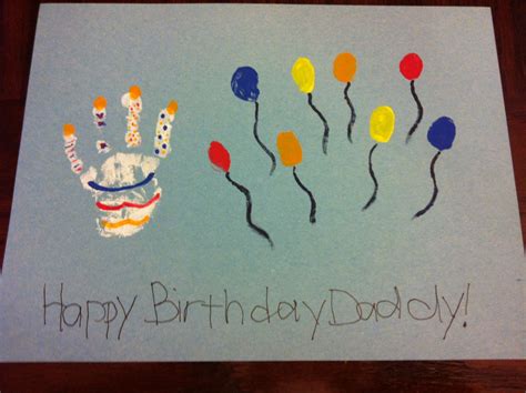 Handfinger Print Cake And Balloon Birthday Card Super Easy Homemade