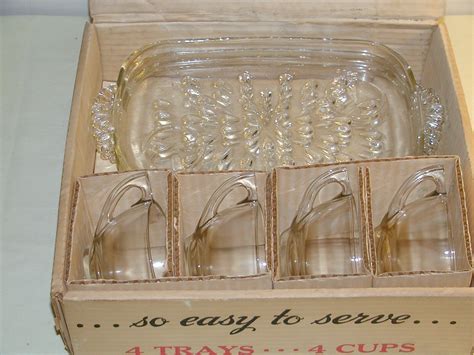 Vintage Clear Glass Teardrop Piece Informal Snack Set Hazel Atlas