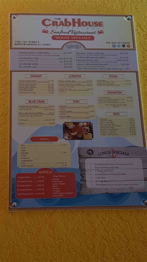 Website goes to boat place. Online Menu of The Crab House International Restaurant ...