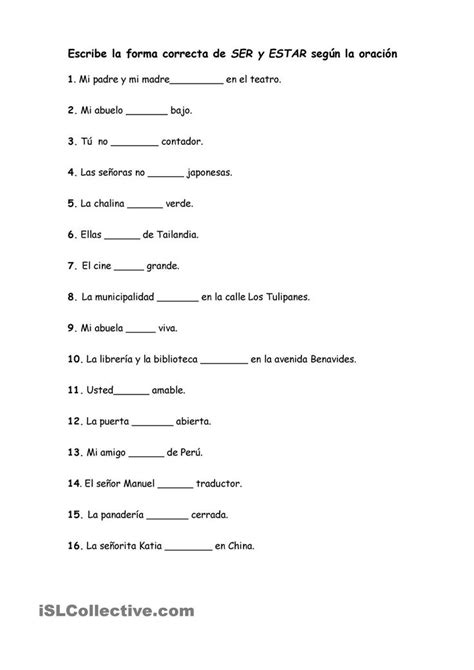 Both words mean to be in english. 9 Best Images of El Verbo Estar Worksheets - Spanish Ser ...
