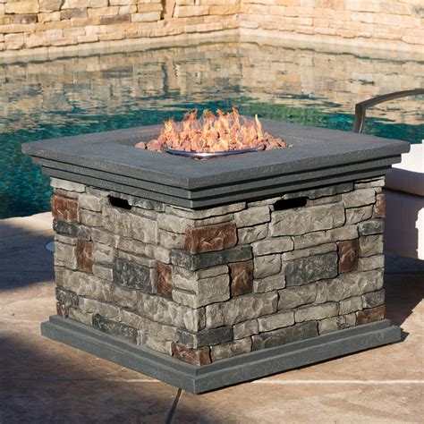Crawford Outdoor Square Liquid Propane Fire Pit With Lava Rocks Gdf