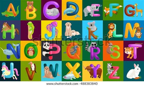 Animals Alphabet Set Kids Abc Education Stock Vector Royalty Free