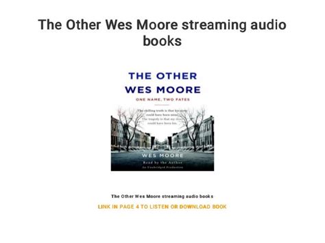 The Other Wes Moore Streaming Audio Books