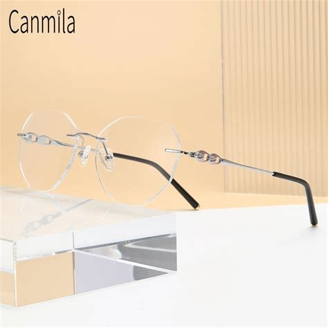 pure titanium rimless glasses men women frameless prescription eyeglasses frame ultralight