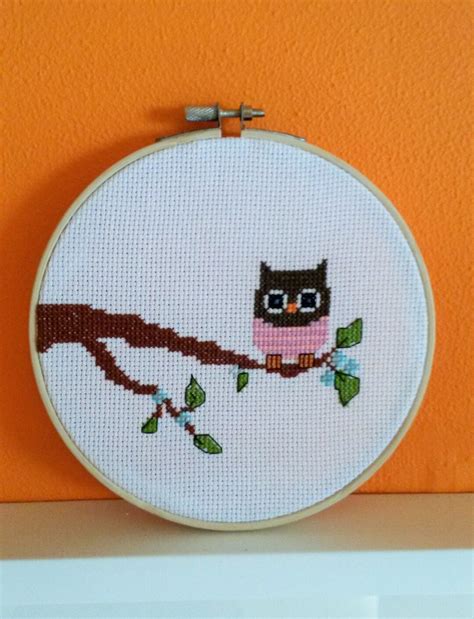 forest owl pdf cross stitch pattern etsy