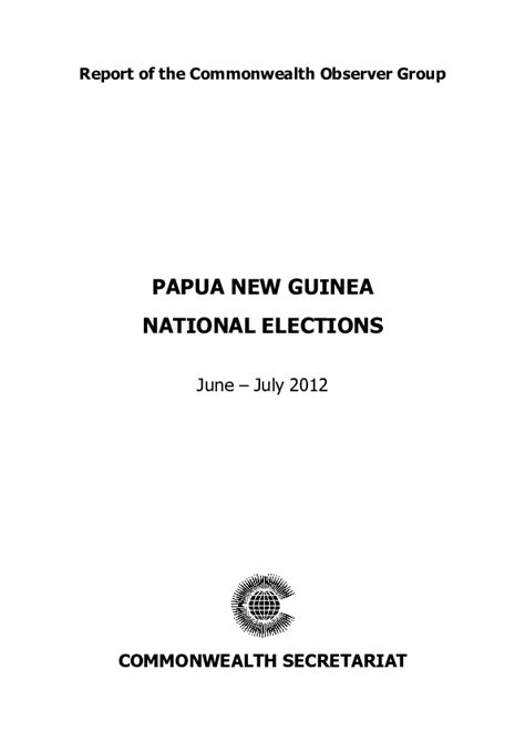 Pdf Report Of The Commonwealth Observer Group Papua New Guinea National Elections Pauline