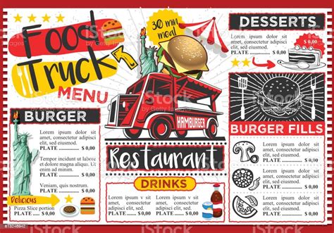 Choosing the food truck menu. Food Truck Festival Vector Menu Template Design Stock ...