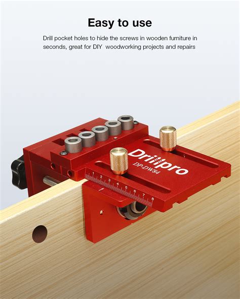 Drillpro Adjustable Woodworking Doweling Jig Kit Pocket