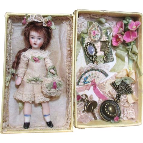 Delicate And Tiny Miniature 2 34 All Bisque Dollhouse Dolls Doll In