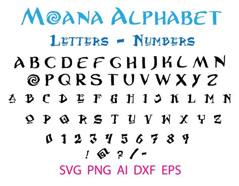 Moana Font Cut Files Moana Alphabet Svg Dxf Disney Letters Etsy My