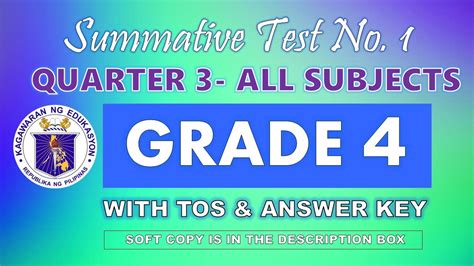 Grade 4 Q3 Summative Test No1 With Tos And Answer Key Youtube