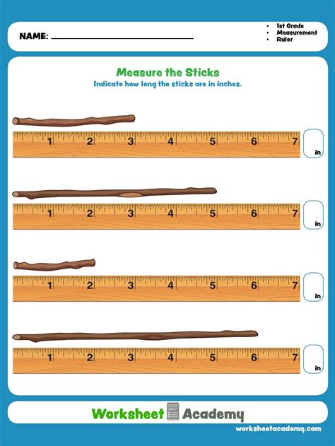 Measure The Sticks First Grade Math Worksheets Worksheets