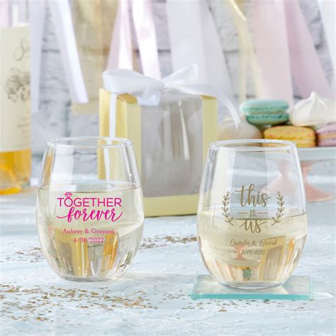 Personalized Wedding 15 Oz Stemless Wine Glass My Wedding Favors