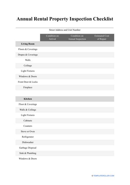 Rental Checklist Printable
