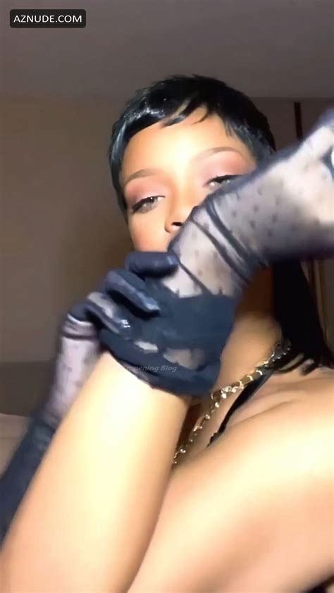 Rihanna Sexy Posing In Hot Black Lingerie For Valentines Day Collection Aznude