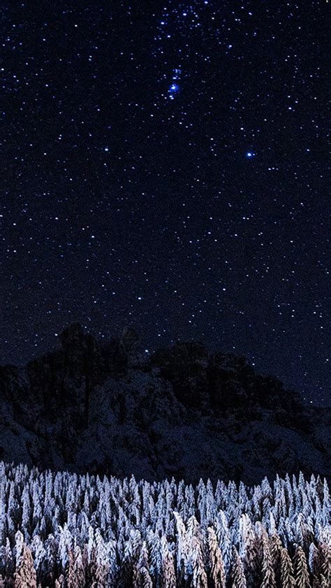 Night Mountain Sky Space Star Cold Winter Iphone Wallpapers Free Download