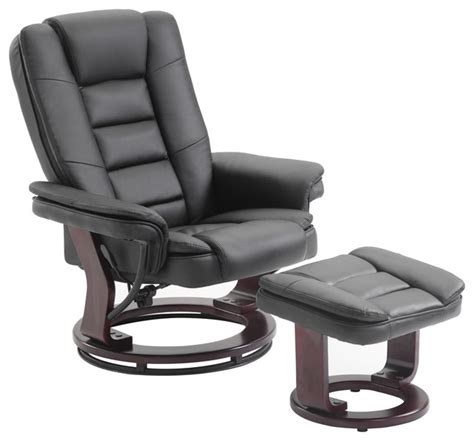 Pu Leather Recliner Chair And Ottoman Swivel Lounge Leisure Living Room