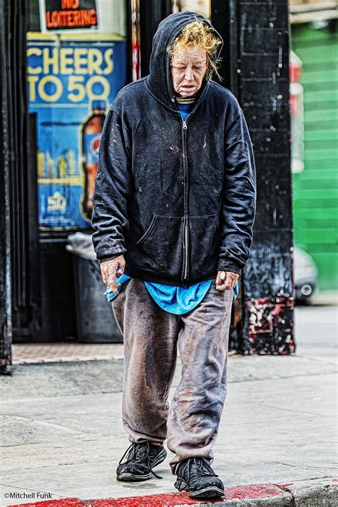 Disturbed Homeless Women Walking In The Tenderloin District San Francisco By Mitchell Funk We