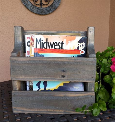 Rustic Magazine Rack Made From Reclaimed And Repurposed Pallet Etsy