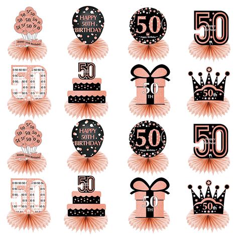 Buy 16 Pieces 50th Birthday Decorations Table Honeycomb Centerpiece For
