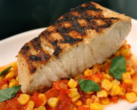 Have Her Over For Dinner Grilled Amberjack Over Chorizo Maque Choux