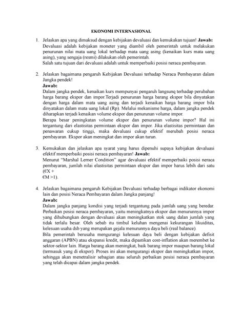 Ekonomi Internasional 2 - EKONOMI INTERNASIONAL Jelaskan apa yang