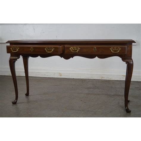 Drexel Heritage Queen Anne Style Cherry 2 Drawer Console Table Chairish