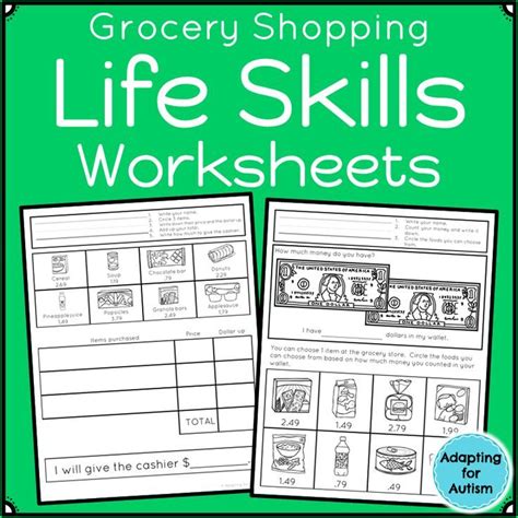 Life Skills Worksheets Grocery Store Life Skills Special Education