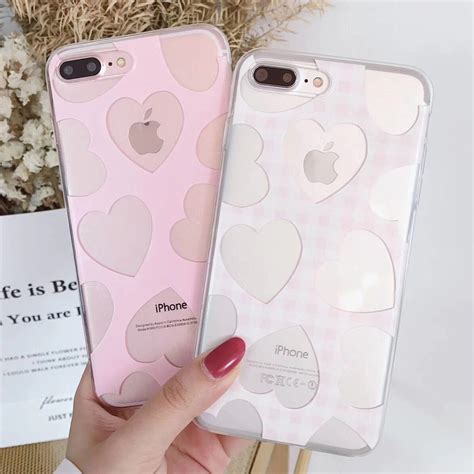 Transparency Grid Hollow Out Heart Case For Iphone X S Plus Soft