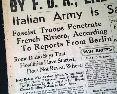 Italy enters World War II... - RareNewspapers.com